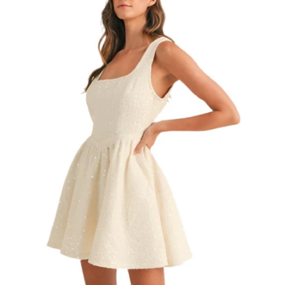 Tweed Sequins A-line Mini Sleeveless Dress